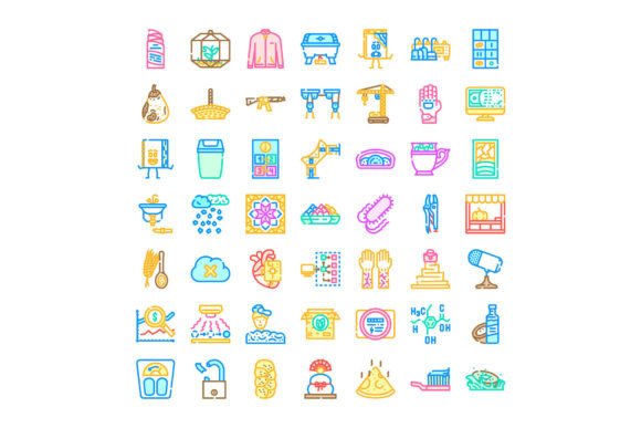 Diverse Collection of Colorful Thin Line