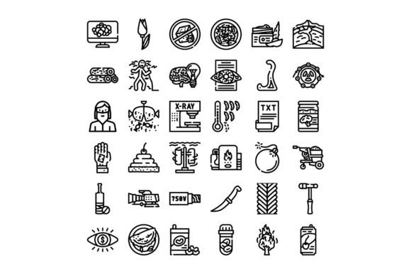 Diverse Collection of Line Art Icons