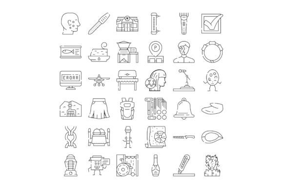 Diverse Line Icon Collection Illustration