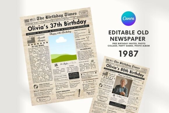 EDITABLE 37 Birthday Newspaper