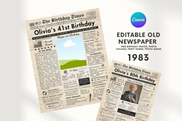 EDITABLE 41 Birthday Newspaper