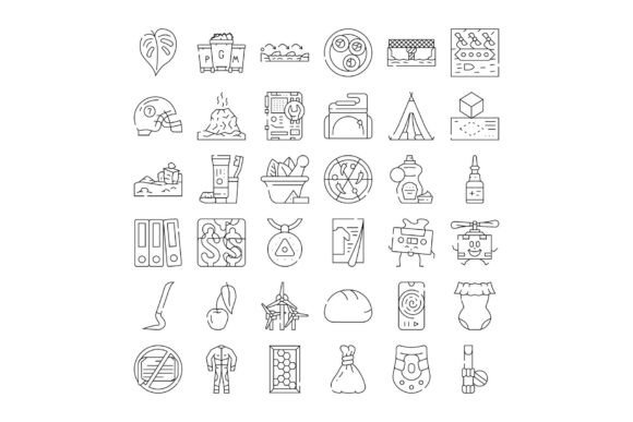 Outline Modern Symbols Collection Isolat